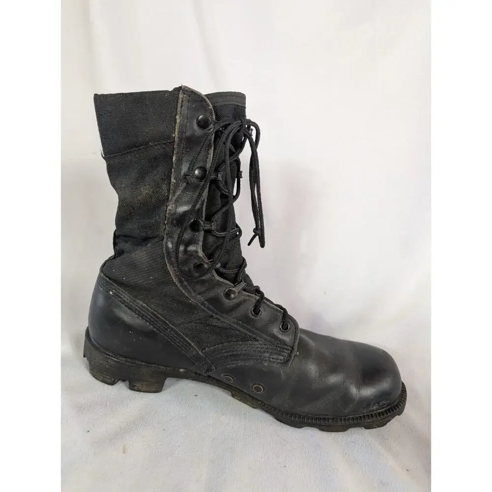 Ro-Search Combat Boots Mens 9.5 W Black Leather Military Tactical Lug Sole Shoes